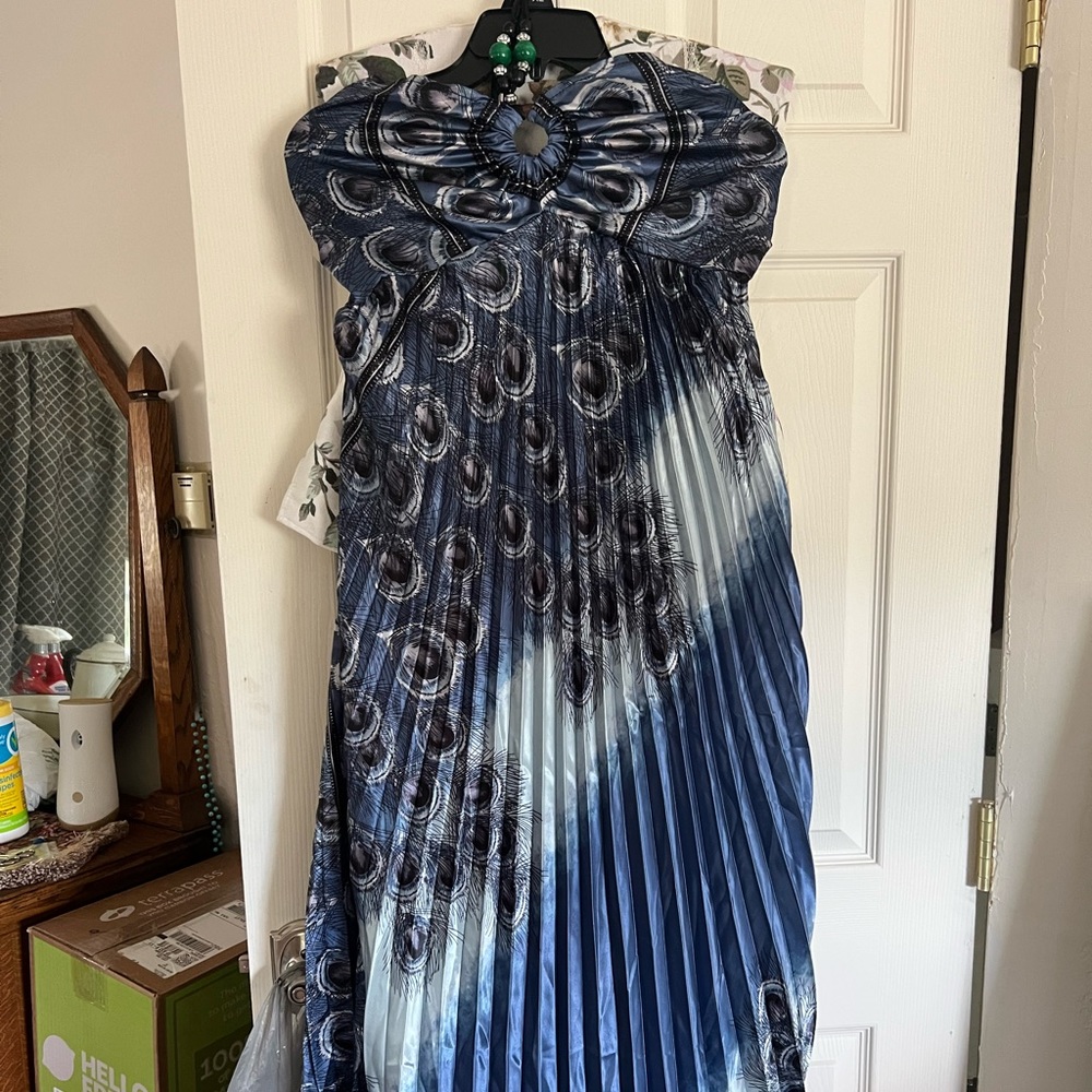 Women’s peacock halter dress